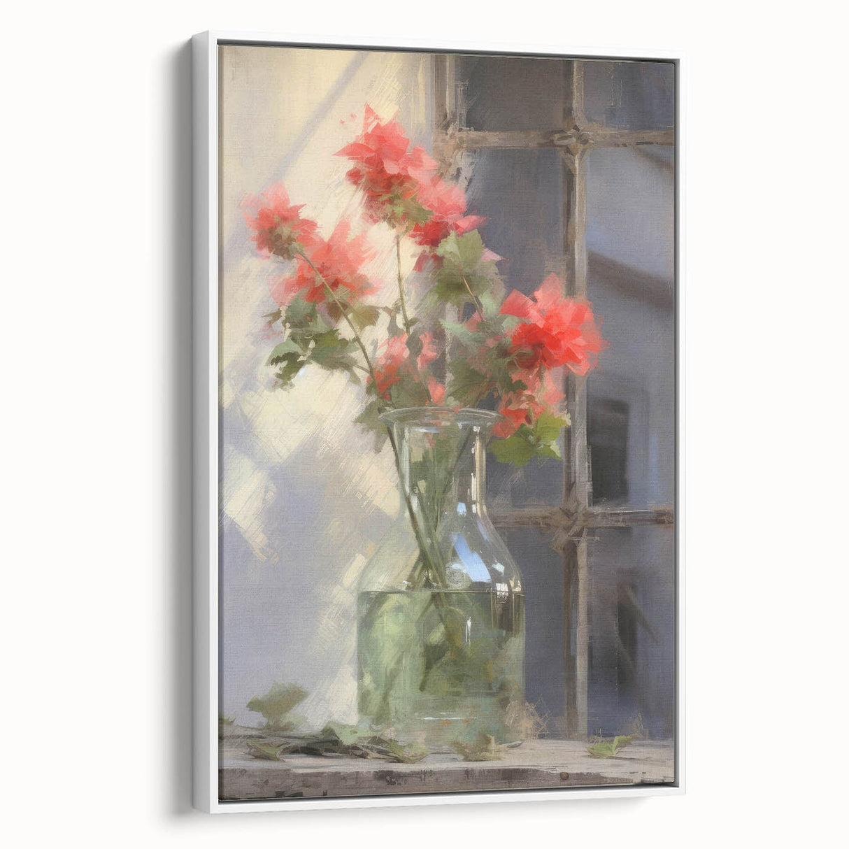 Vintage Botanical Art Prints – Red Flowers in Vase Illustration