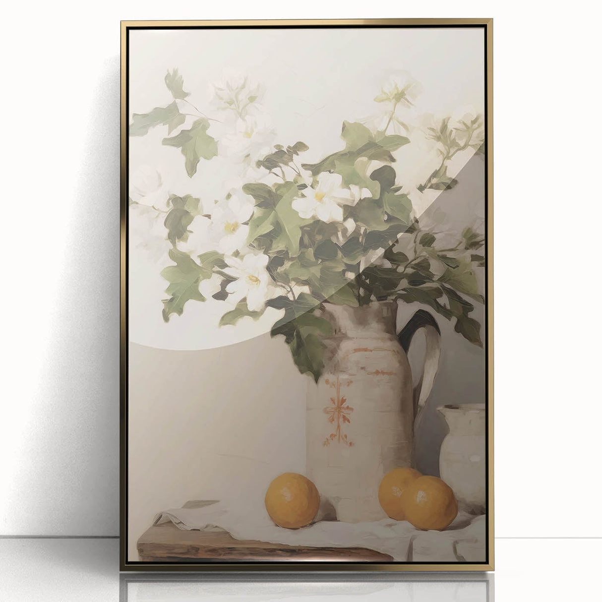 Vintage Botanical Art Prints – White Flowers in Pitcher Illustration