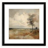 Vintage Botanical Art Print - Serene Landscape with Tree – Framed