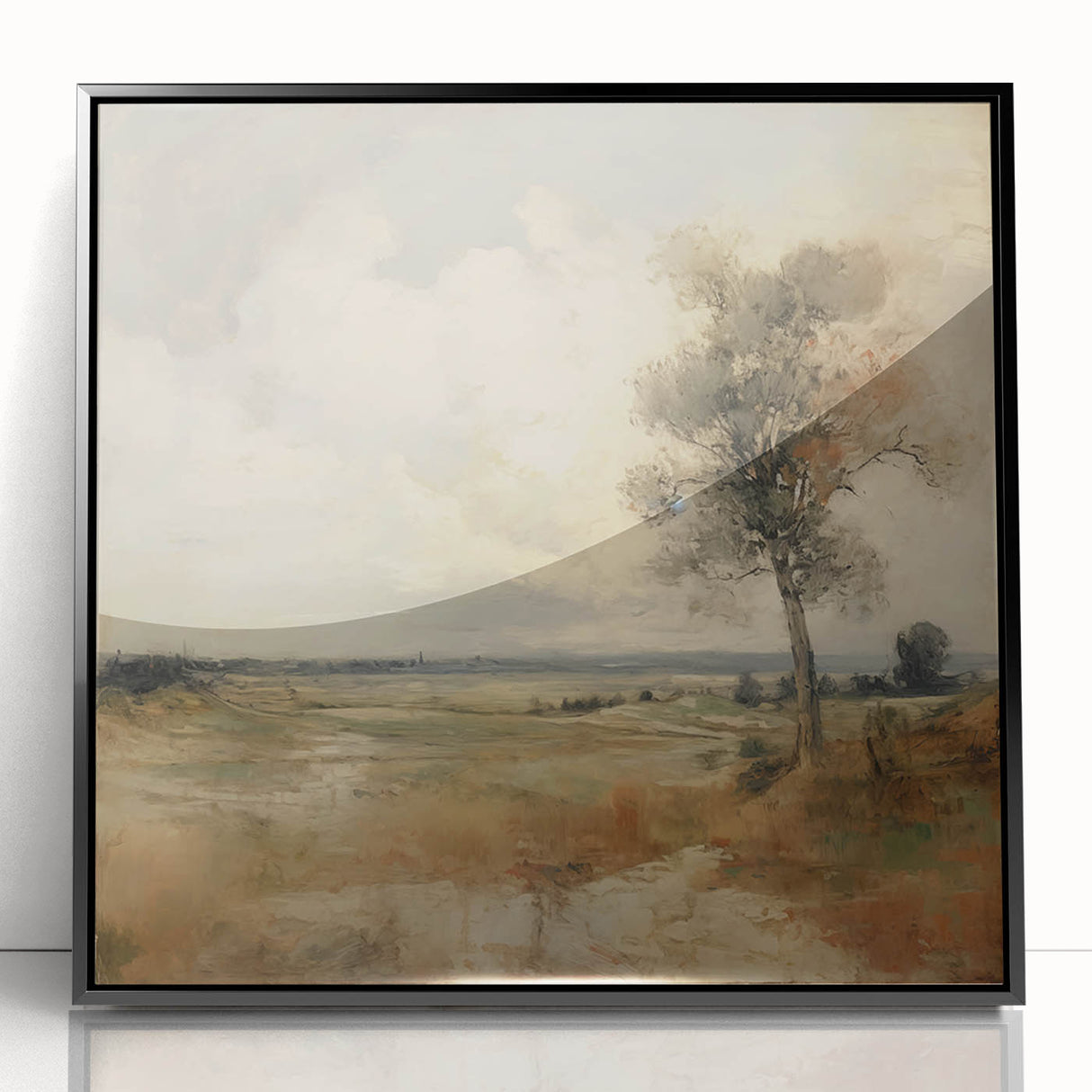 Vintage Botanical Art Print - Serene Landscape with Tree – Framed