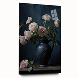 Vintage Botanical Art Print - Roses in Black Vase – Framed