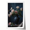 Vintage Botanical Art Print - Roses in Black Vase – Framed