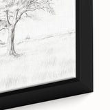 Vintage Botanical Art Print - Tree Sketch in Field – Framed