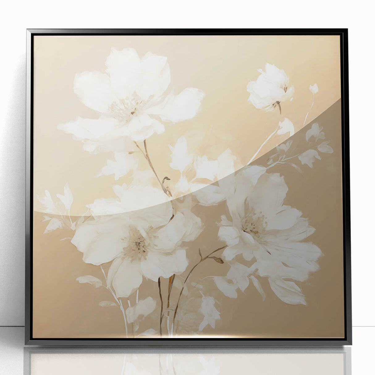 Vintage Botanical Art Print - Elegant White Flowers – Framed