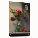 Vintage Botanical Art Prints: Vase of Red and Pink Flowers
