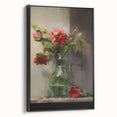 Vintage Botanical Art Prints: Vase of Red and Pink Flowers