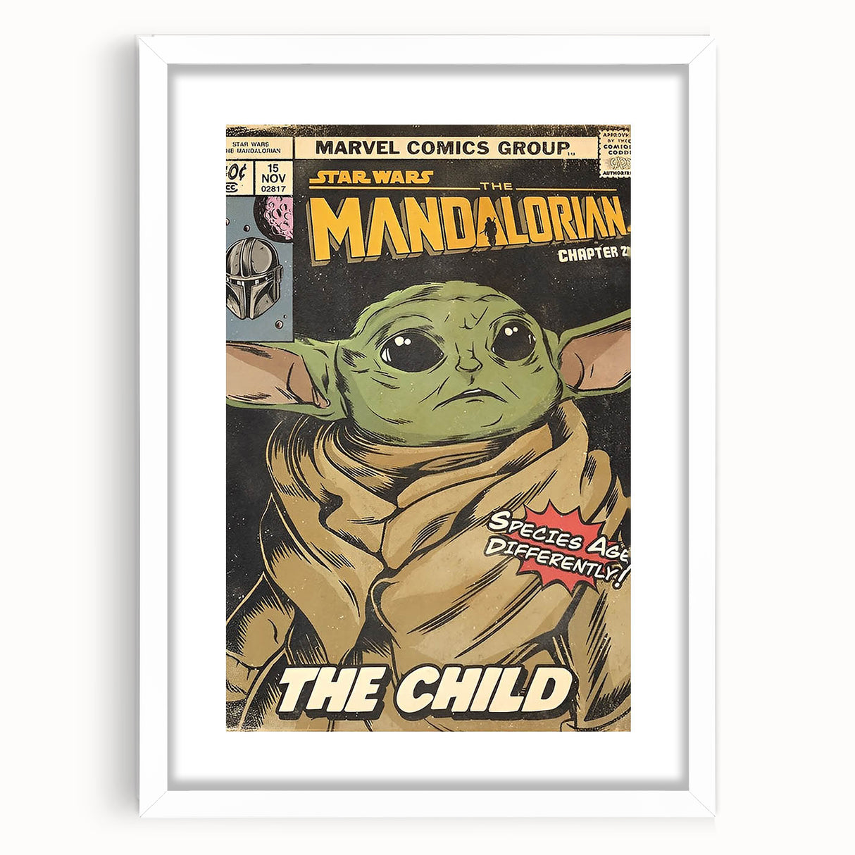Vintage Comics Wall Art – The Mandalorian The Child Retro Poster
