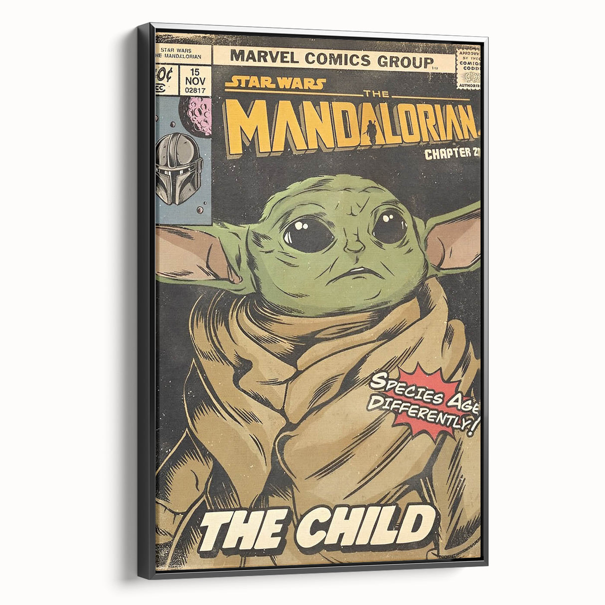 Vintage Comics Wall Art – The Mandalorian The Child Retro Poster