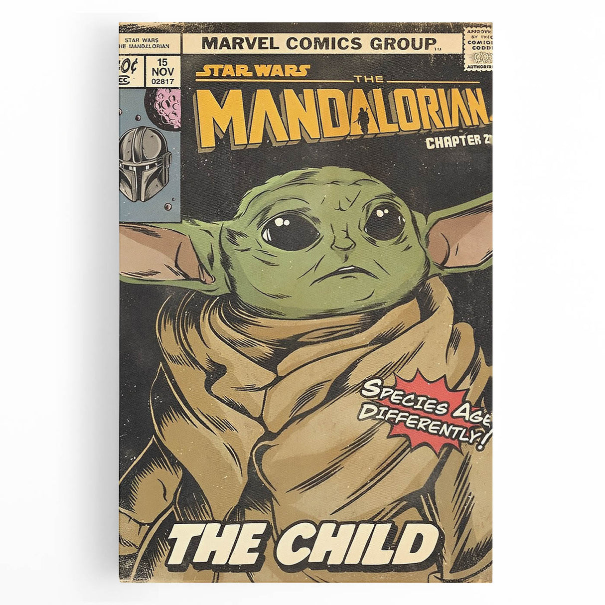Vintage Comics Wall Art – The Mandalorian The Child Retro Poster