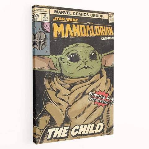 Vintage Comics Wall Art – The Mandalorian The Child Retro Poster