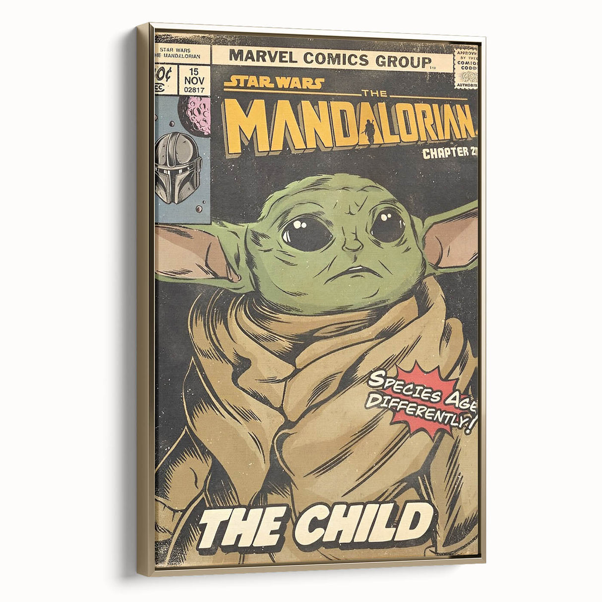 Vintage Comics Wall Art – The Mandalorian The Child Retro Poster