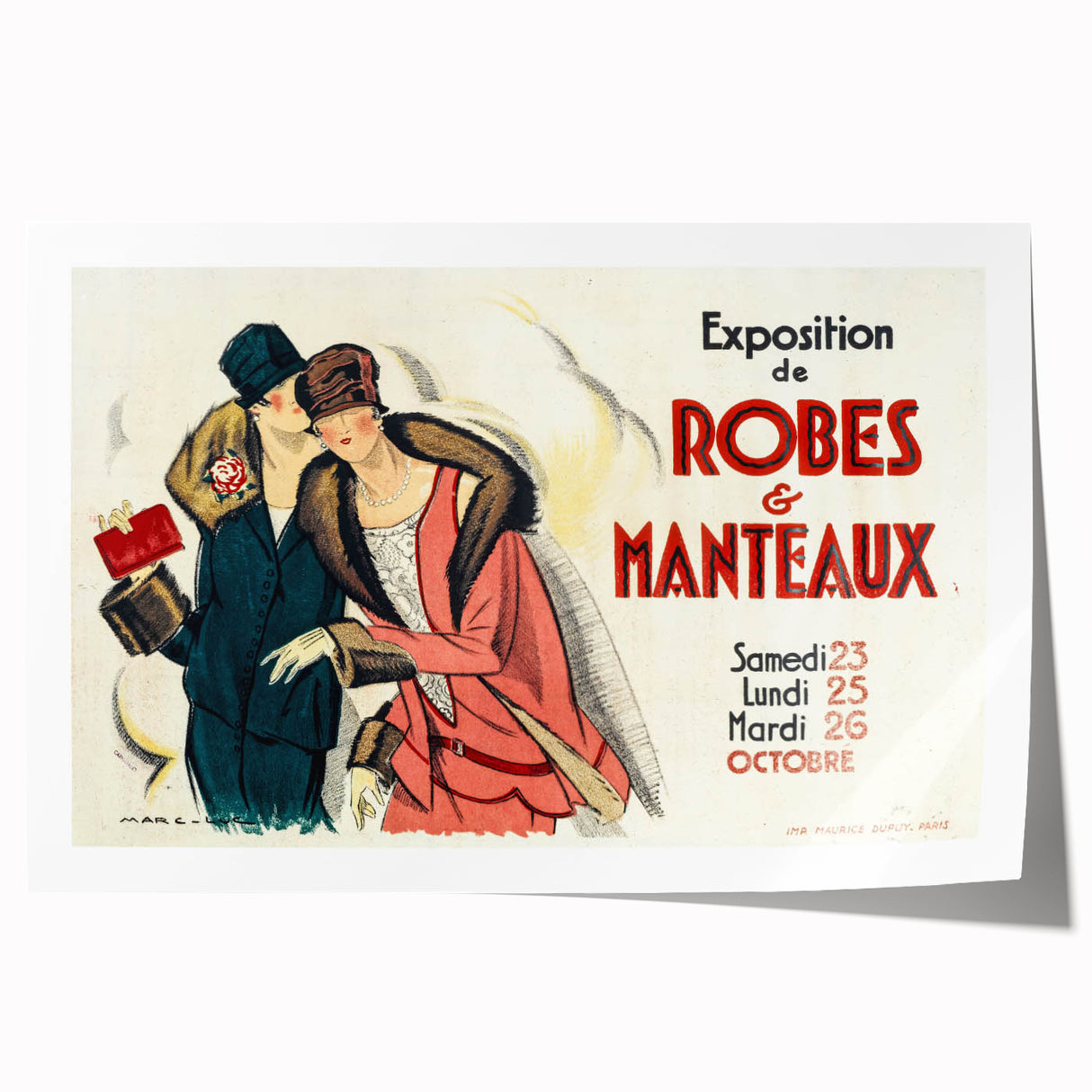 Vintage Fashion Poster Art – Retro Design with Red & Teal Accents