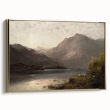 Vintage Mountain Landscape Art - Tranquil Lake with Sheep Canvas