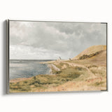 Vintage Coastal Landscape Art - Tranquil Seaside with Boats Canvas