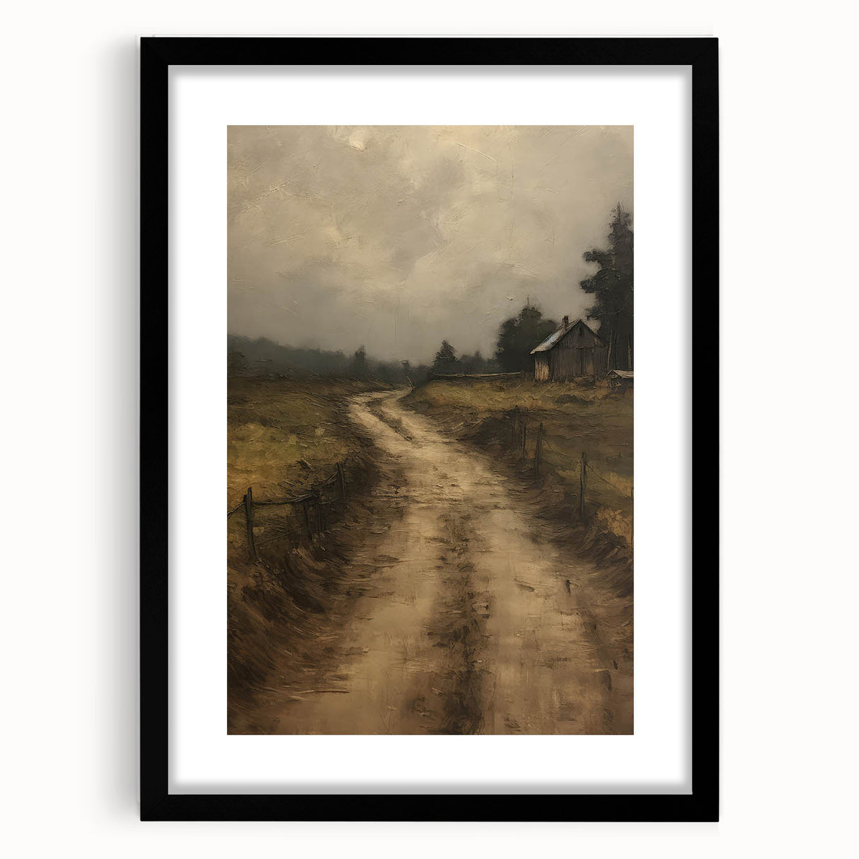 Vintage Country Road – Rustic Landscape Wall Art Print