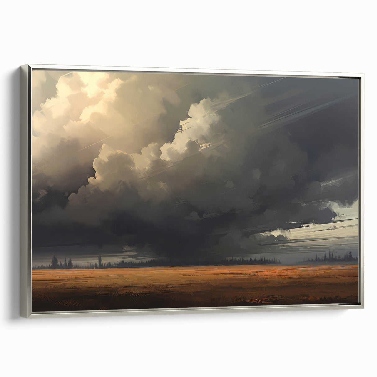 Vintage Landscape Art – Dramatic Skies Over a Golden Plain