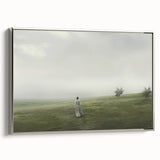 Vintage Landscape Art – Tranquil Countryside with Walking Figure