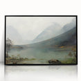 Vintage Landscape Art – Majestic Mountain Reflection in Lake
