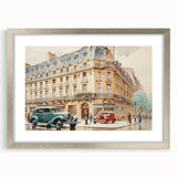 Vintage Cityscape Art - Paris Street with Classic Cars