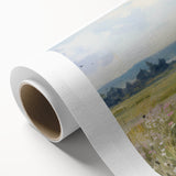 Vintage Landscape Art - Scenic Field with Flowers