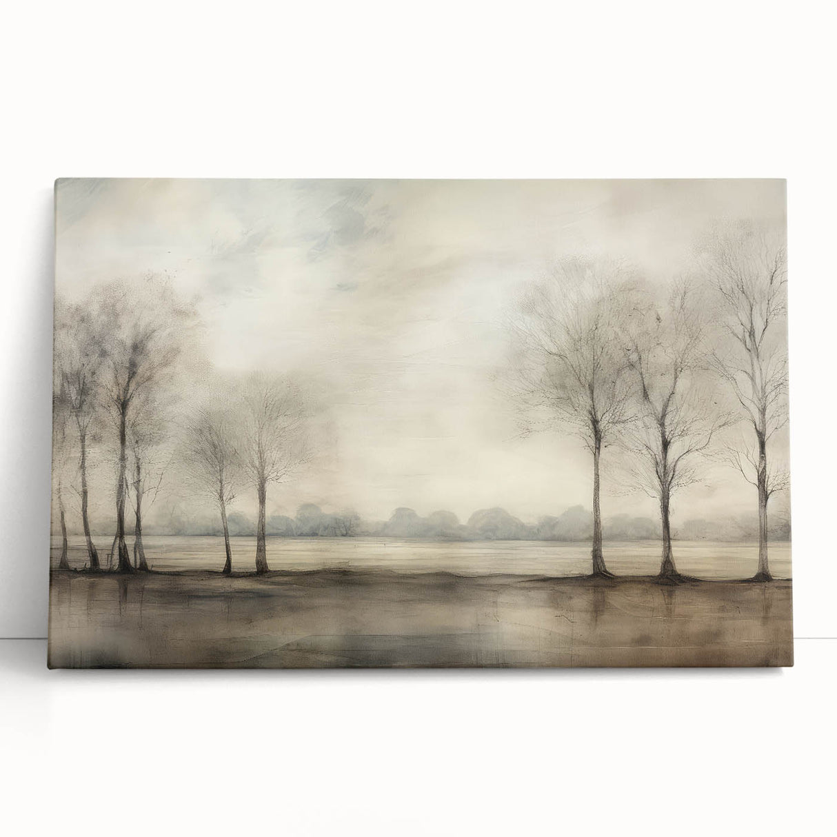 Vintage Landscape Art - Tranquil Trees by the Water