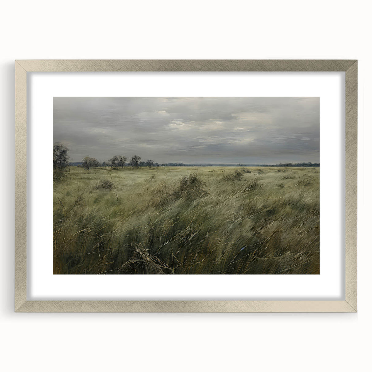 Vintage Landscape Art - Windy Grassland Scene