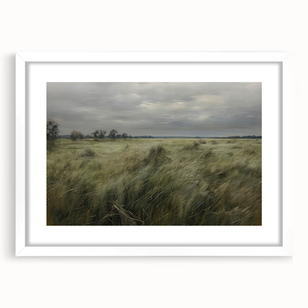 Vintage Landscape Art - Windy Grassland Scene