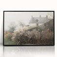 Vintage Landscape Art – Cottage with Flowers in Bloom – Antique Country Scene Wall Art