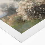 Vintage Landscape Art – Cottage with Flowers in Bloom – Antique Country Scene Wall Art