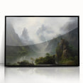 Vintage Landscape Art - Misty Mountains and River