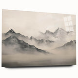 Vintage Landscape Art – Majestic Misty Mountain Peaks – Antique Nature Wall Art