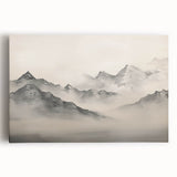 Vintage Landscape Art – Majestic Misty Mountain Peaks – Antique Nature Wall Art