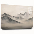 Vintage Landscape Art – Majestic Misty Mountain Peaks – Antique Nature Wall Art