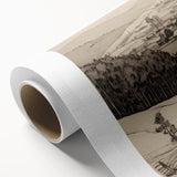 Vintage Landscape Art - Ink Drawing of Countryside Village