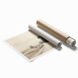 Vintage Landscape Art - Countryside Road in Black and White Ink