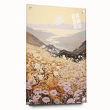 Vintage Landscape Art – Serene Countryside Views with Retro Flowers