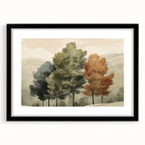Vintage Landscape Art – Autumn Trees in Tranquil Landscape – Antique Nature Scene Wall Art