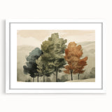 Vintage Landscape Art – Autumn Trees in Tranquil Landscape – Antique Nature Scene Wall Art