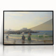 Vintage Landscape Art - Women at the Beach with Sailboat in the Distance