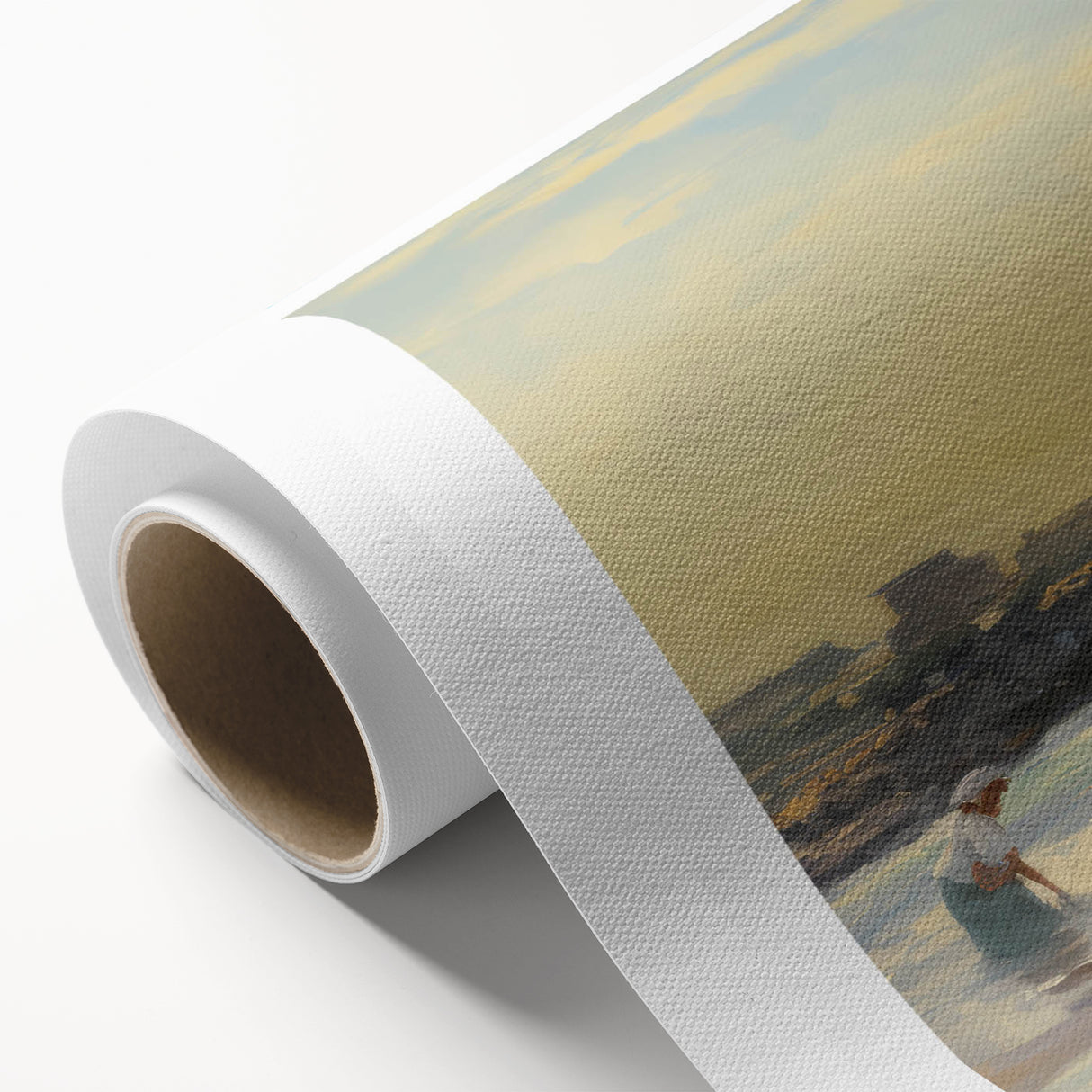 Vintage Landscape Art - Women at the Beach with Sailboat in the Distance