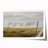 Vintage Landscape Art - Laundry Drying in Rural Field
