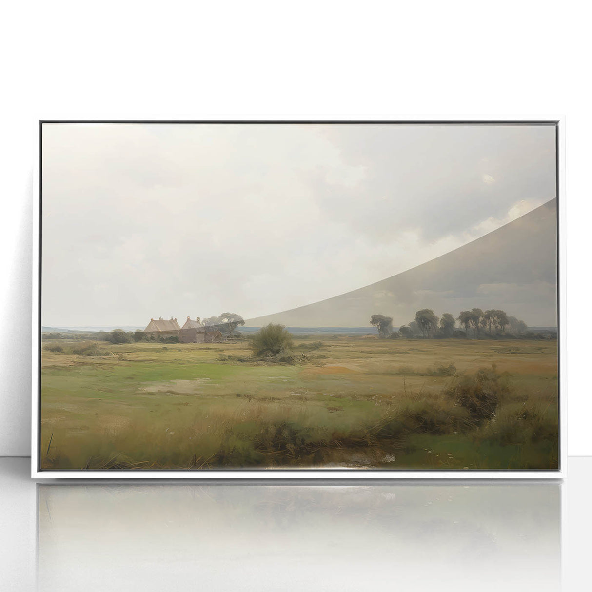 Vintage Landscape Art - Tranquil Country House and Lush Fields