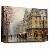 Vintage Landscape Art - Parisian Street with Rainy Atmosphere