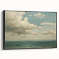 Vintage Landscape Art - Calm Ocean with Soft Clouds