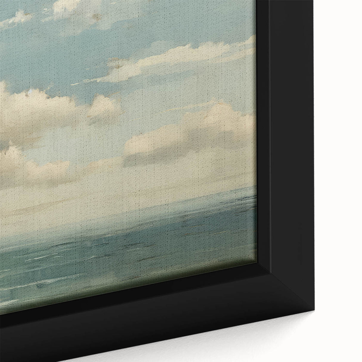 Vintage Landscape Art - Calm Ocean with Soft Clouds