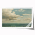 Vintage Landscape Art - Calm Ocean with Soft Clouds