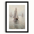 Vintage Landscape Art – Sailing Boats on Calm Waters – Antique Marine Wall Art