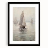 Vintage Landscape Art – Sailing Boats on Calm Waters – Antique Marine Wall Art