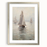 Vintage Landscape Art – Sailing Boats on Calm Waters – Antique Marine Wall Art