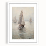 Vintage Landscape Art – Sailing Boats on Calm Waters – Antique Marine Wall Art